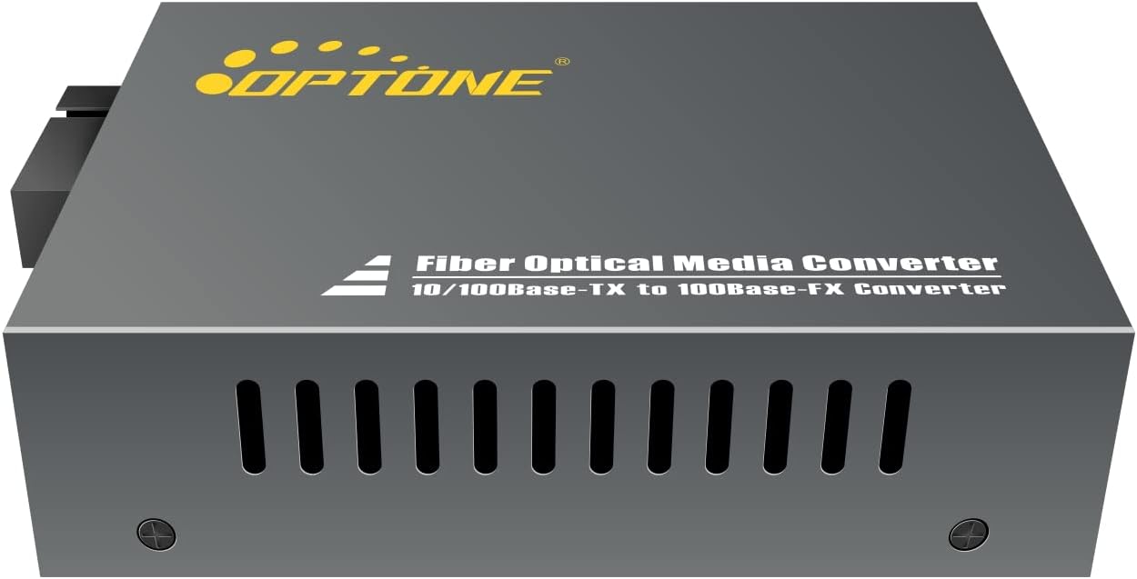1 Pair of Fast Ethernet WDM Media Converter OPTONE, 100Base-BIDI 1310/1550nm to 25Km SC Fiber Connector Pack of 2