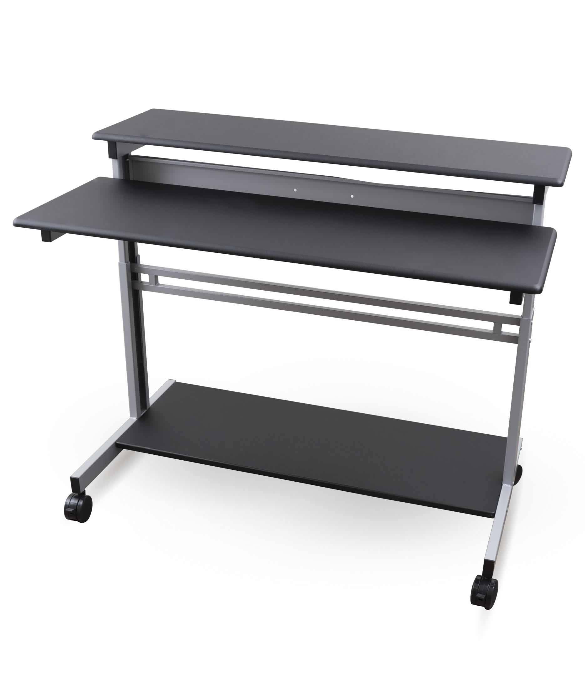 48x22 Stand Up Desk - Black Shelves