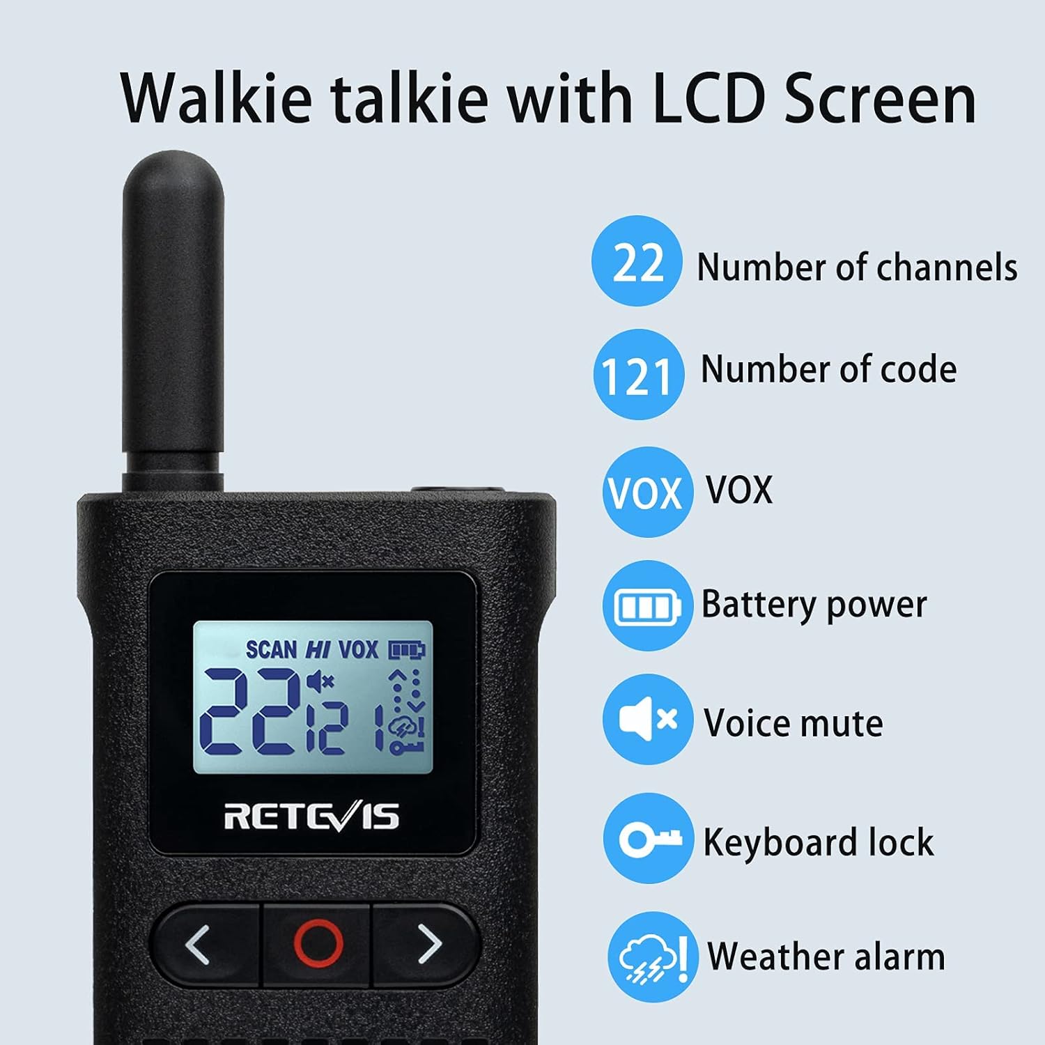 Retevis RB28 Walkie Talkies for Adults,Portable 2 Way Radio with Earpiece, NOAA Weather Alert LCD Screen,Handheld Two Way Radio with USB Charging,for Adults Hospital Retail Restaurant (6 Pack)