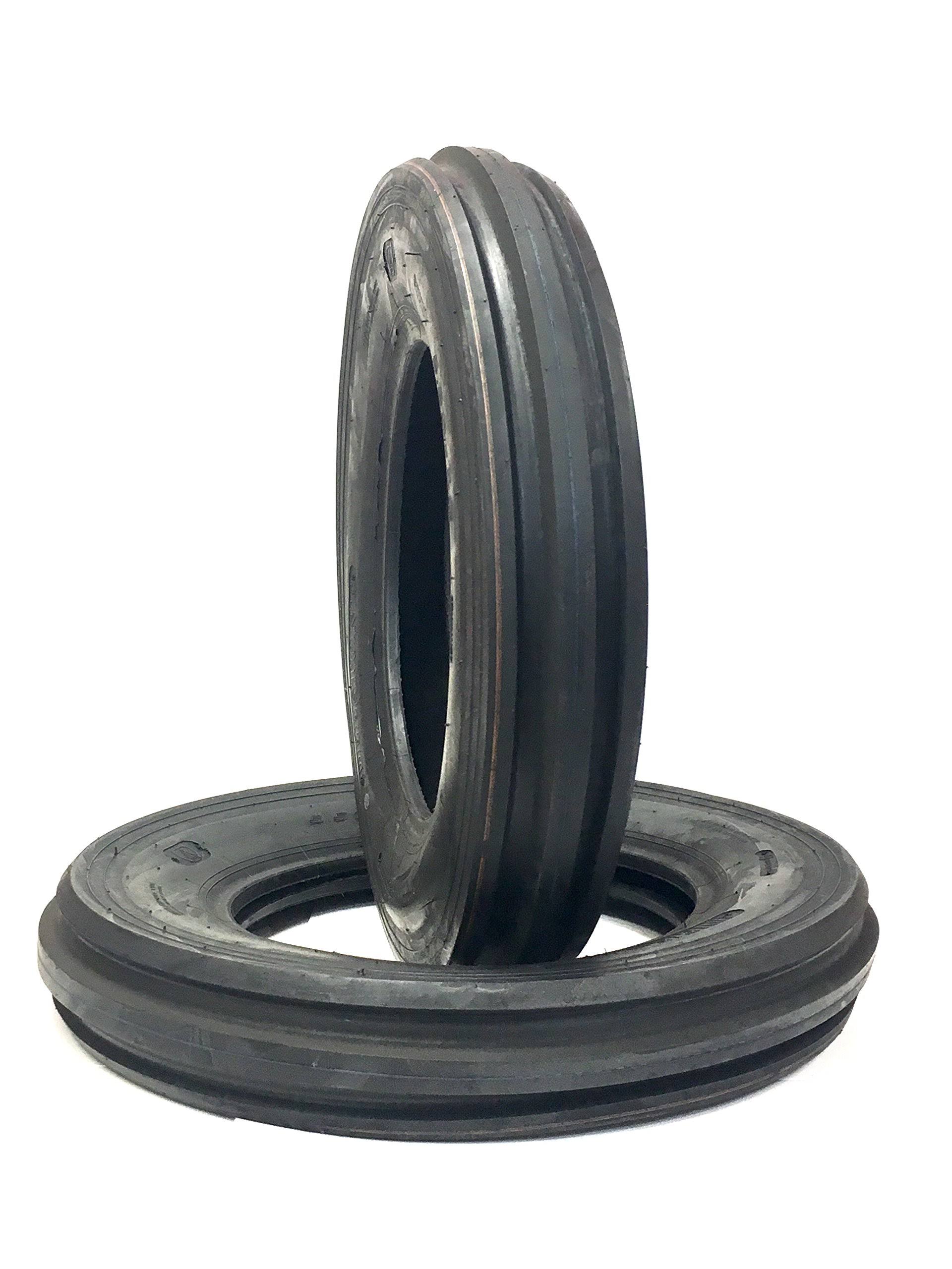 Deestone Two 4.00-19 Rib Tractor Tires with Tubes 400-19 Three Rib