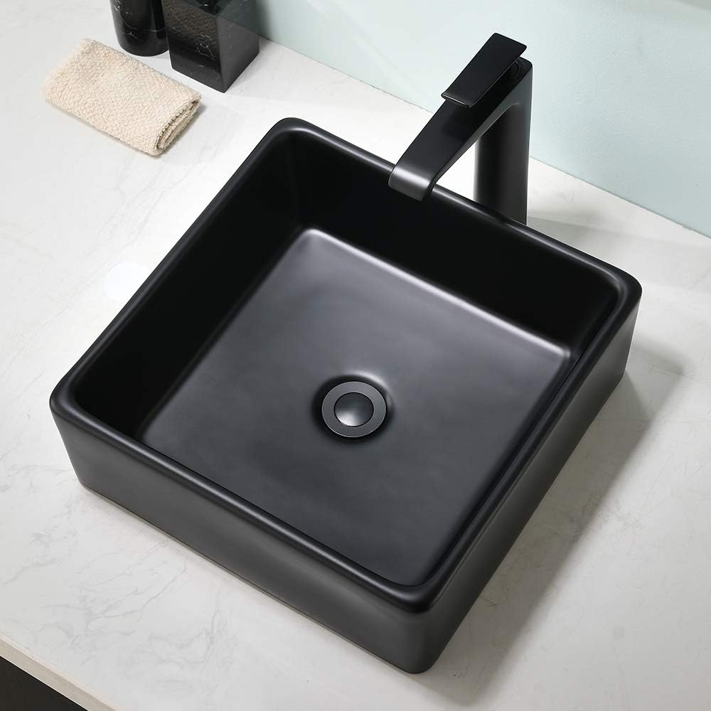 Matte Black Bathroom Sink Square-SOMRXO 15