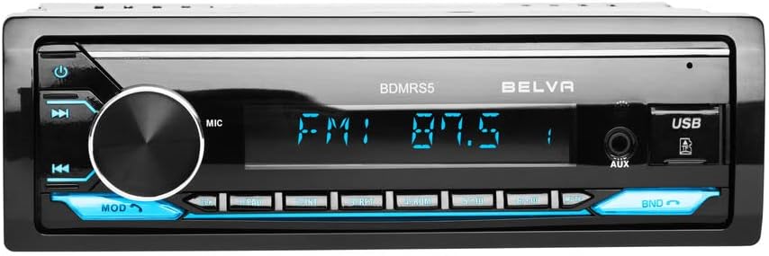 Belva BDMRS5 Single DIN Bluetooth in-Dash Car Stereo Receiver w/ Front Panel SD, USB, AUX Inputs, 3 Sets of 5 Volt Preamp Outputs Pack of 2