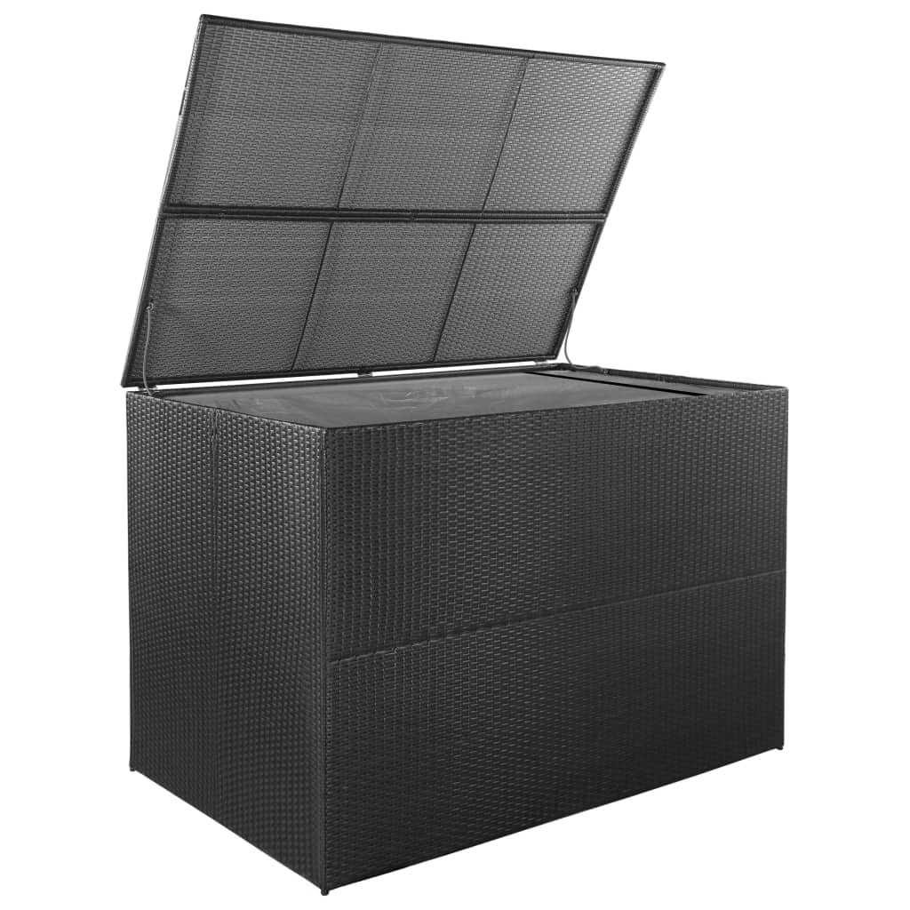 vidaXL Garden Storage Box Black 59x22x39.4x22x39.4x22 Poly Rattan