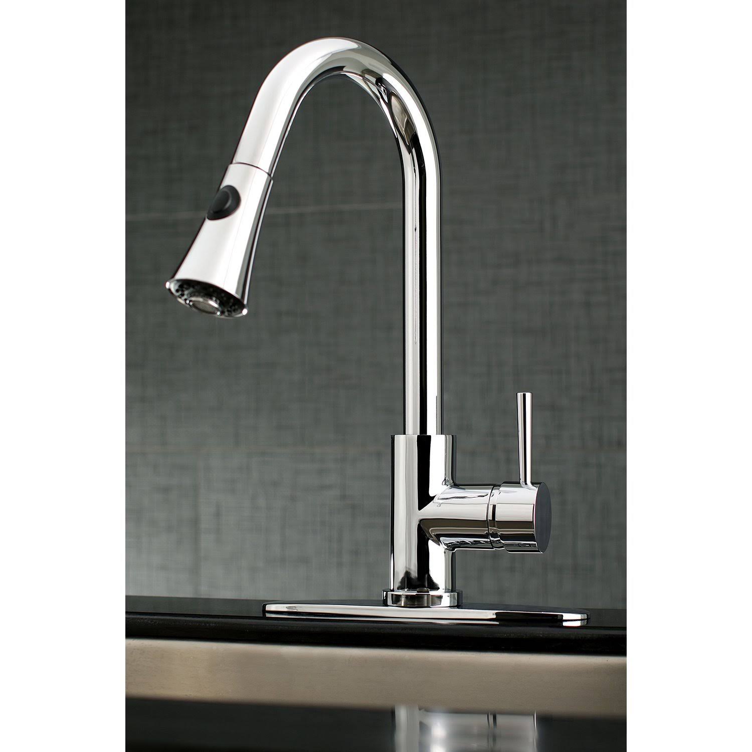 Kingston Brass LS8720DL Concord Single-Handle Pull-Down Kitchen Faucet, Matte Black
