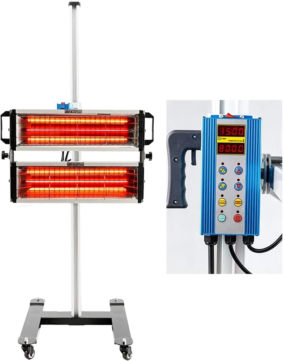 Infrared Paint Curing Lamp 2000W Shortwave Infrared Heat Lamp for Car Body Repair Paint Curing Systems,IR Lamp for Body Repair Paint Tools,with Adjustable Bracket,Heat Lamps for Paint Booth