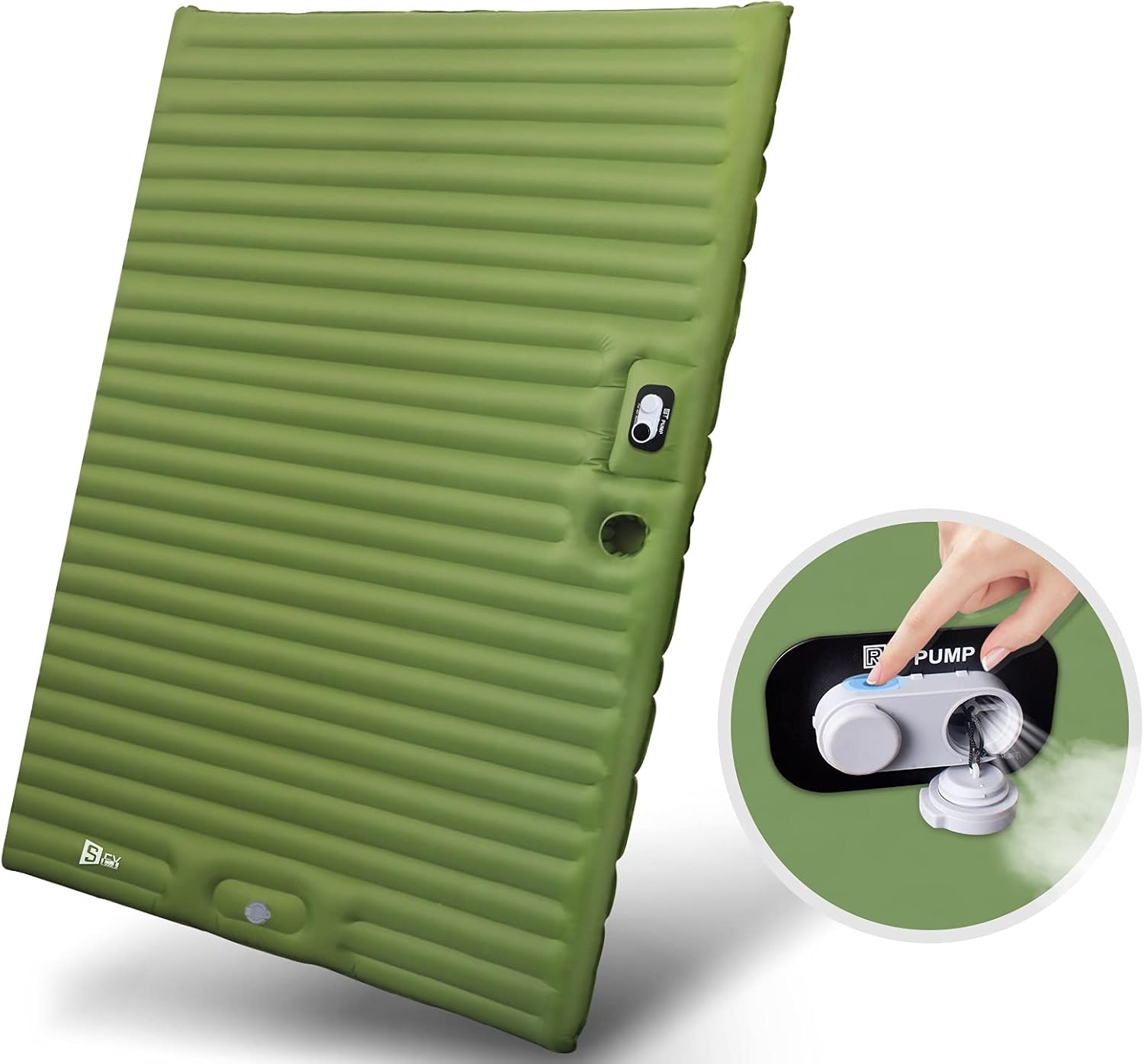 Double Sleeping Pad with Pump, Self Inflating Sleeping Pad for Camping 2 Person, Camping Mattress 2 Person, Sleeping Mat Camping, Inflatable Sleeping Pad Camping, Backpacking Pad, Sleeping Bag Pad