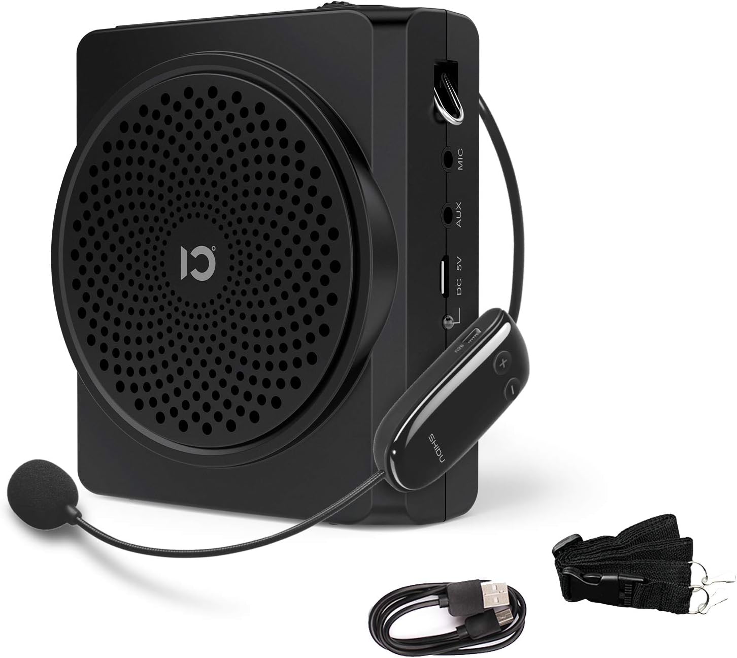 SHIDU Portable Voice Amplifier with UHF Microphone Headset, Mini Bluetooth Pa Speaker,16W 2200mAh Rechargeable Personal Amplifier for Teachers, Tour Guide,Yoga, Training, Meeting,Classroom Pack of 2