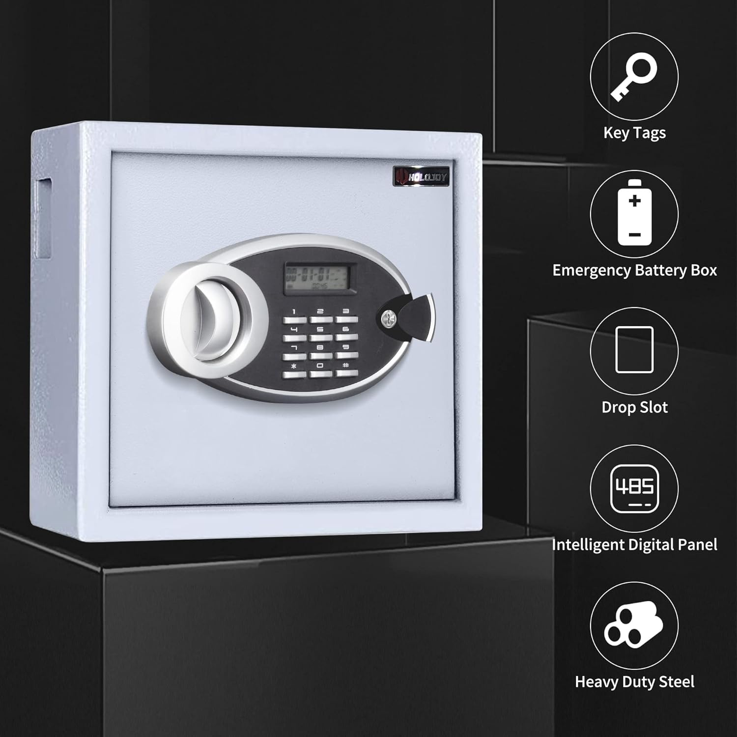 Key Cabinet with Digital Lock - Heavy Duty Secured Storage, Lock Box with Key Tags Wall Mounted Metal Steel Key Safe - Ideal for Home Hotels Schools & Businesses (30 Keys Capacity) Pack of 2