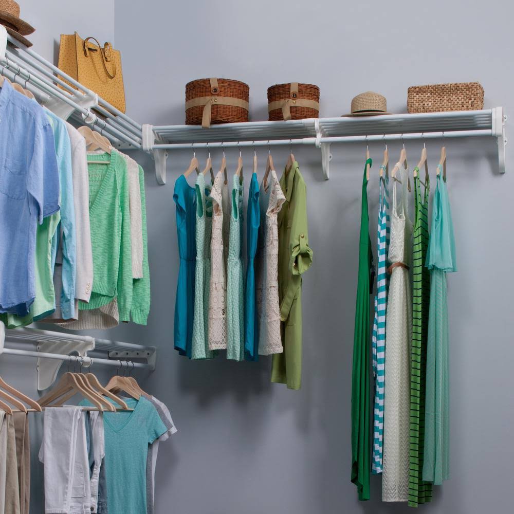 EZ Shelf 18& Closet Kit, Up to 18.4& Hanging and Shelf Space, White