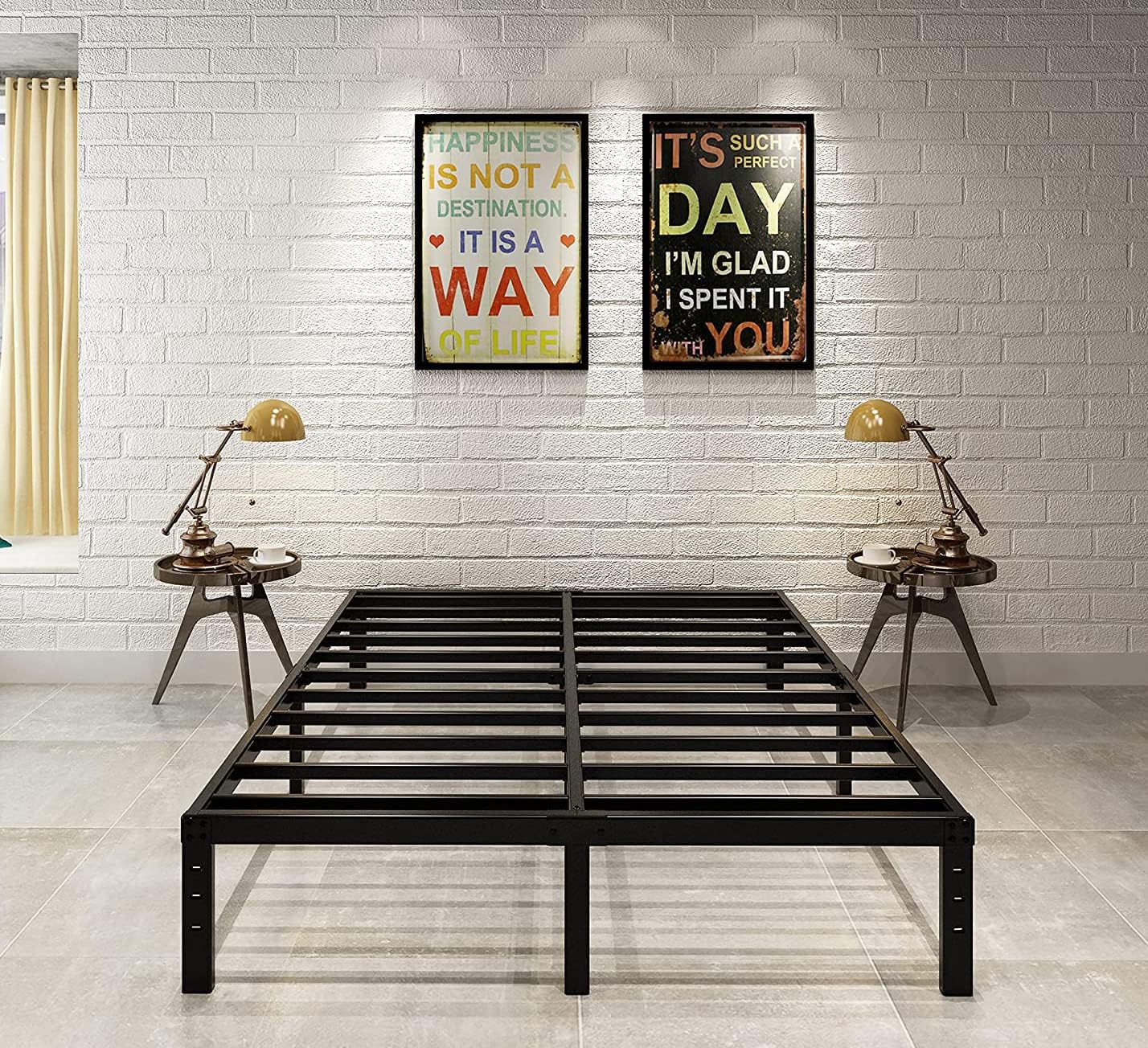 ZIYOO Twin Bed Frames with Heavy Duty Steel Slat, 18 Inches Platform Bed Frame, Non-Slip Design, No Box Spring Needed, Easy Assembly, Quiet Noise Free, Under Bed Storage Space, Black