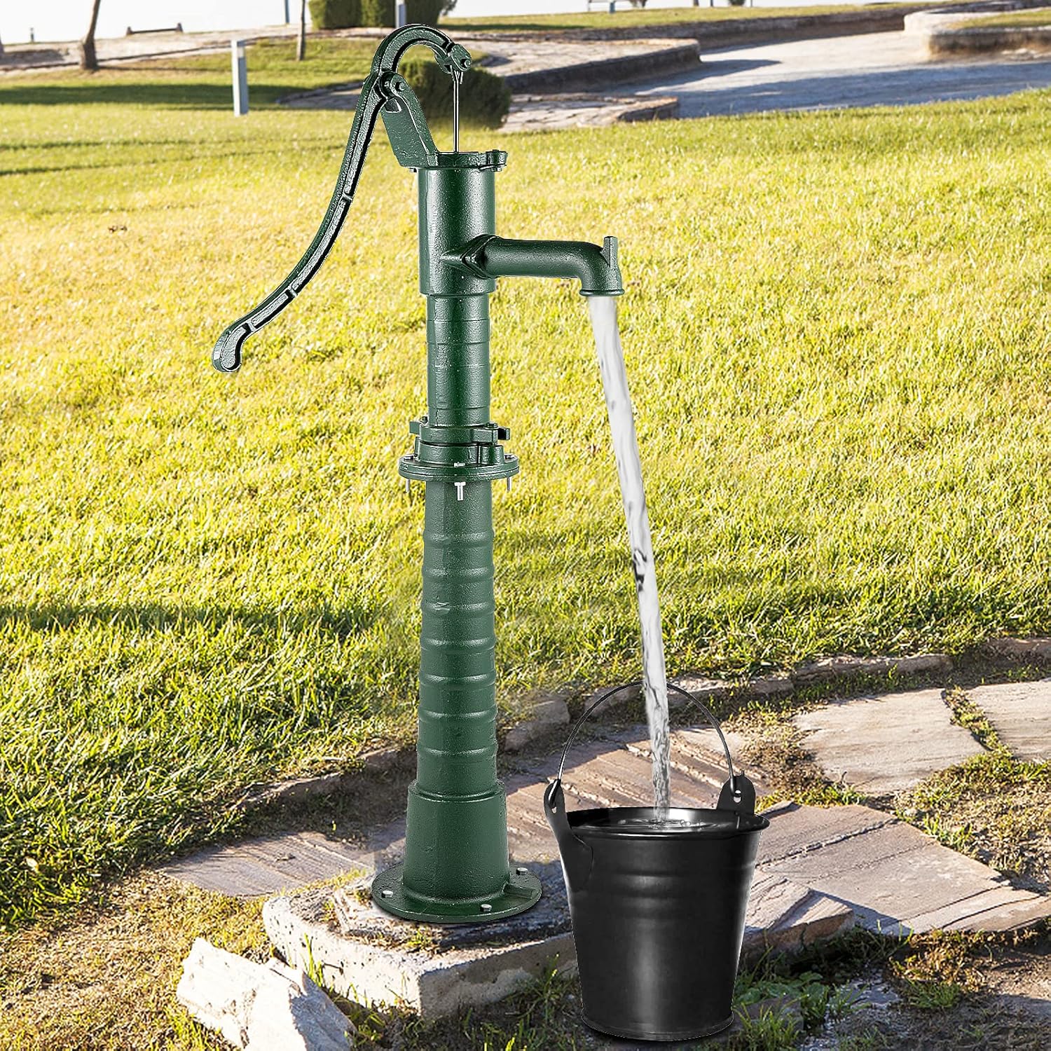 VEVOR Hand Water Pump w/Stand, 15.7 x 9.4 x 53.1 inch Pitcher Pump & 26 inch Pump Stand w/Pre-set 1/2