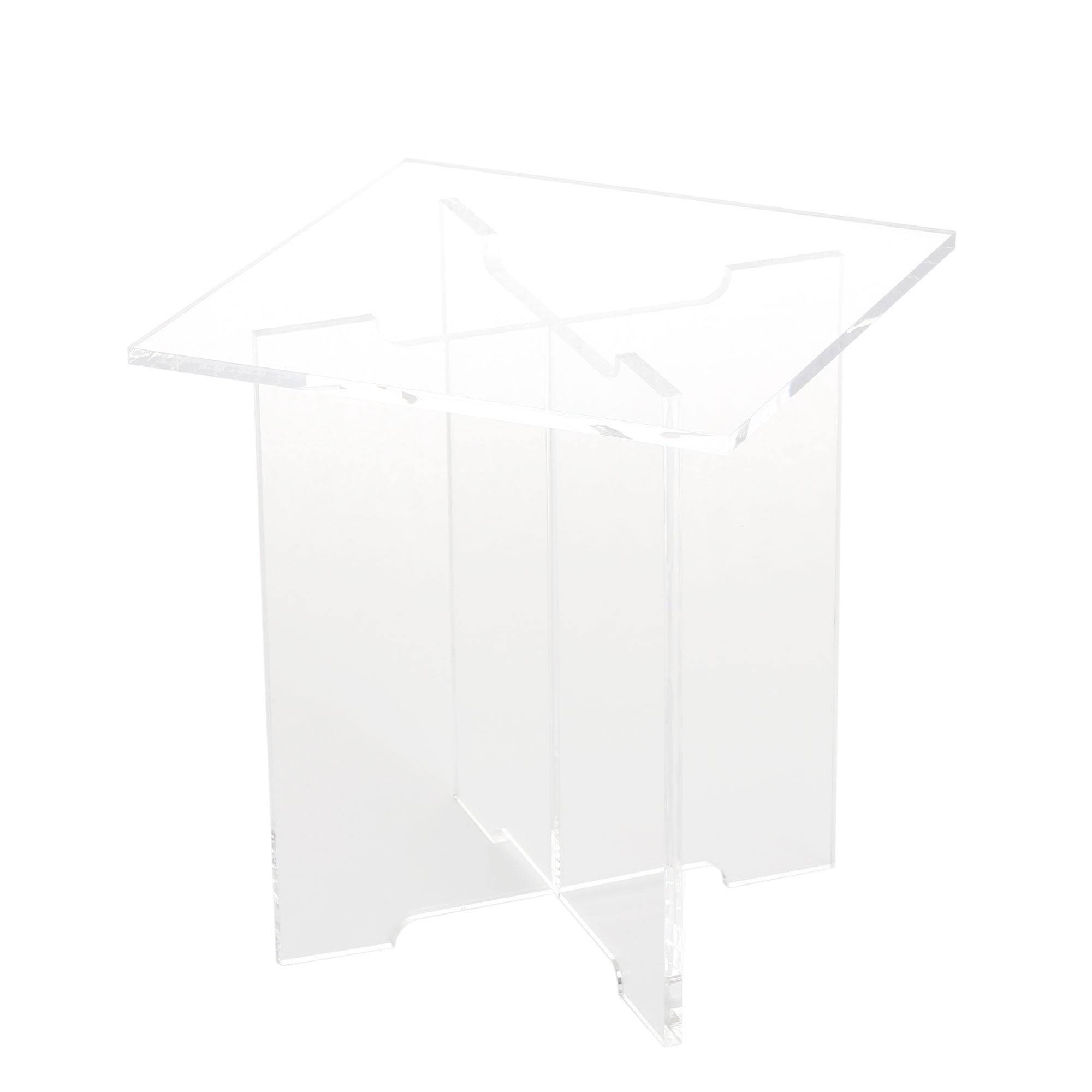 Best Home Fashion Clear Acrylic Square Leg Side End Table