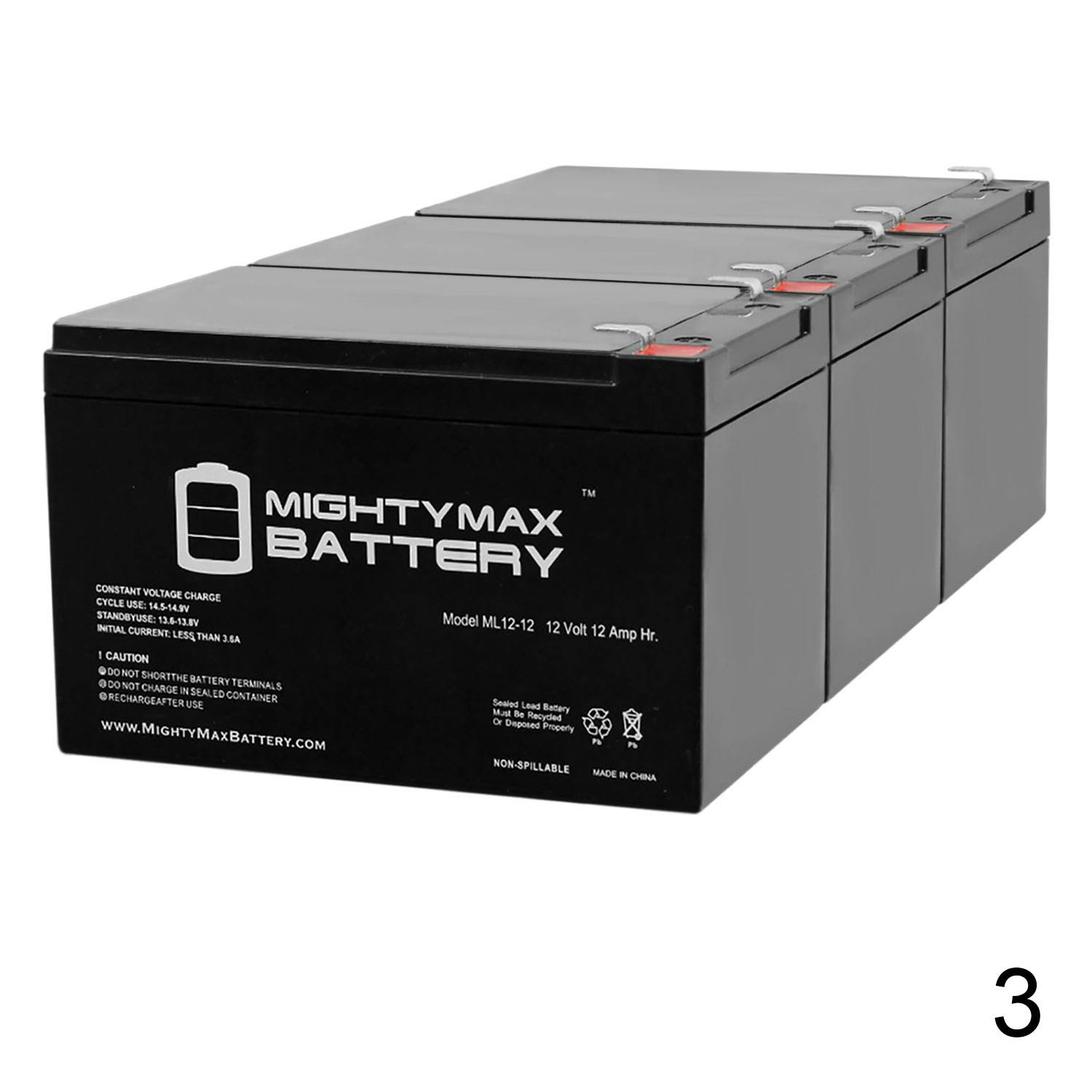 12V 12Ah Battery Replaces Razor MX500 Dirt Rocket #15128190 - 3 Pack