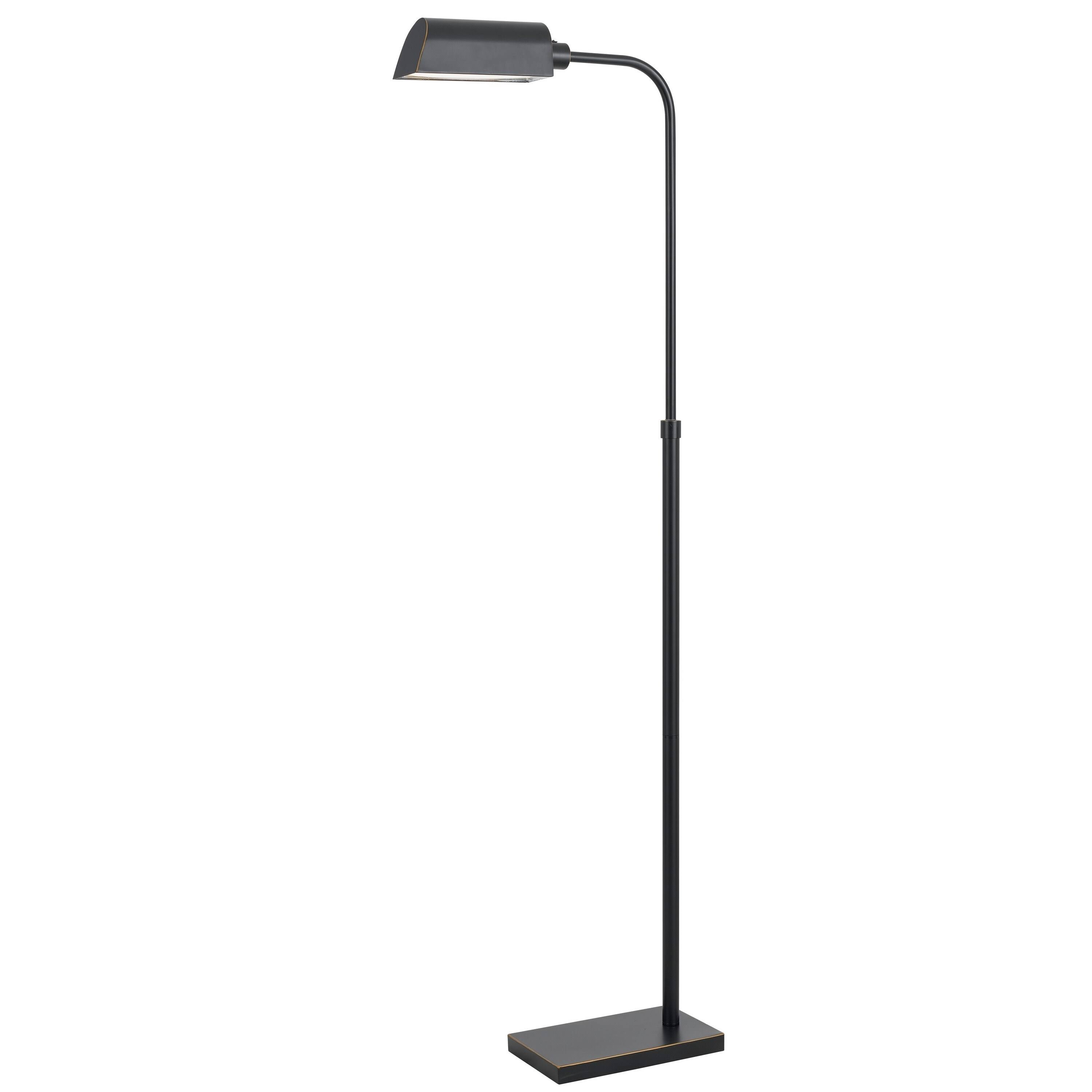 Tubular Metal Floor Lamp with 7 Watt LED and Adjustable Height, Black
