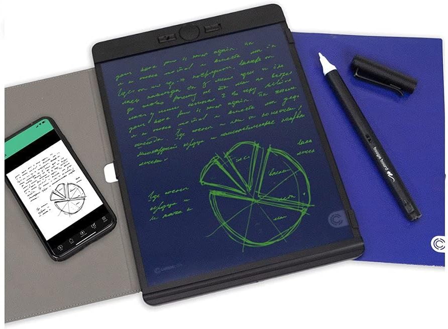 Boogie Board Blackboard Smart Notebook Note Size – Includes Blackboard Smart Pen Stylus, Note-Size (5.5”x 7.25”) Reusable Notebook & Smart Template - Black
