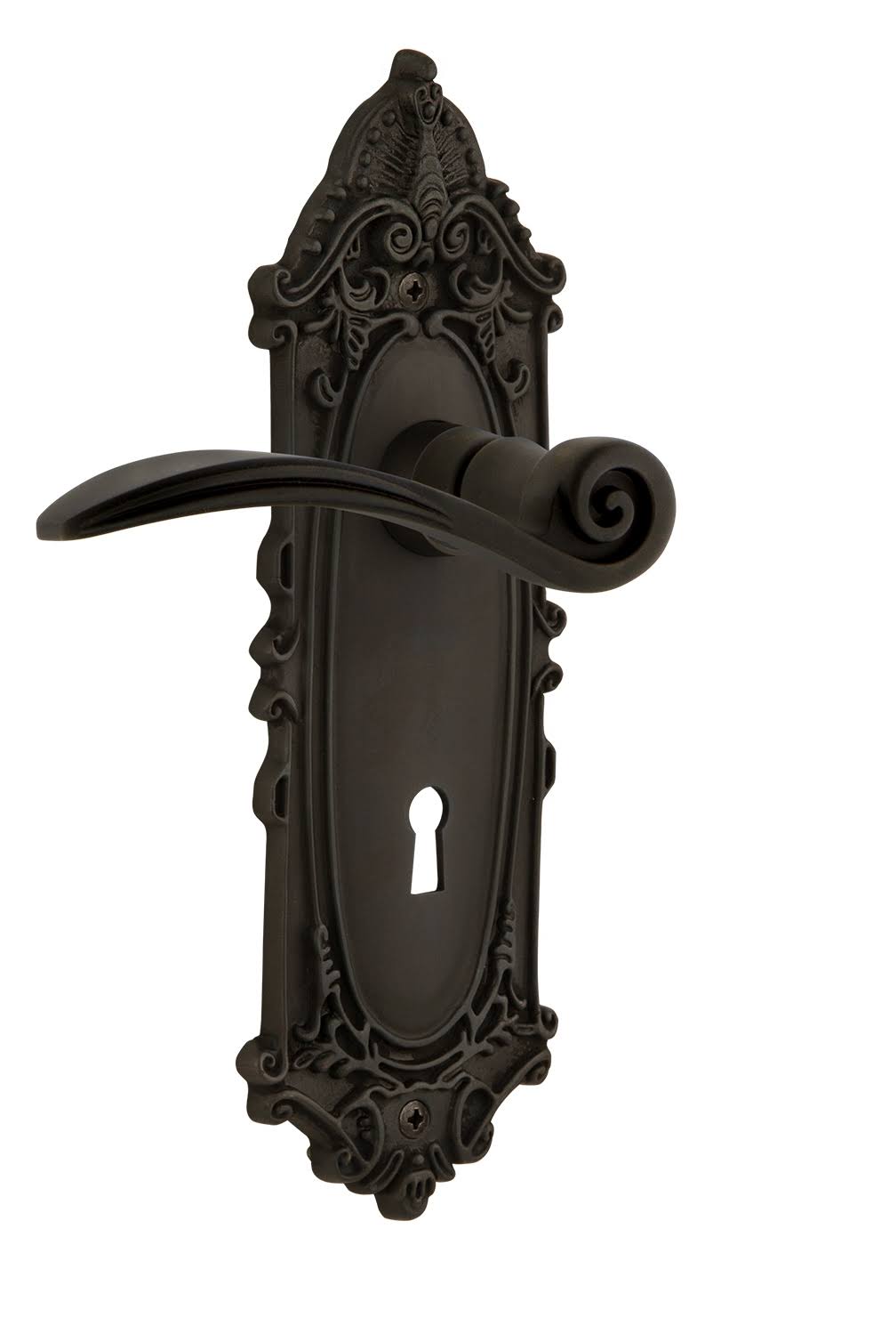 Nostalgic Warehouse VICSWN_PRV_238_KH Swan Privacy Door Lever Set with Victorian Oil-Rubbed Bronze