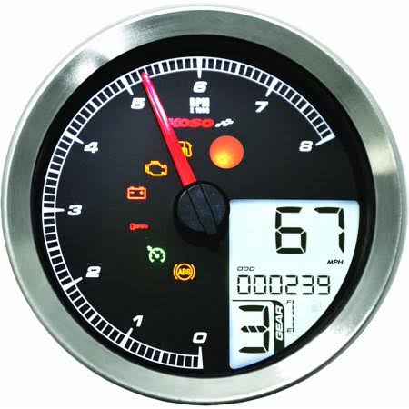 Koso LCD Color Change Speedo u0026 Tachometer Silver Bezel BA051201