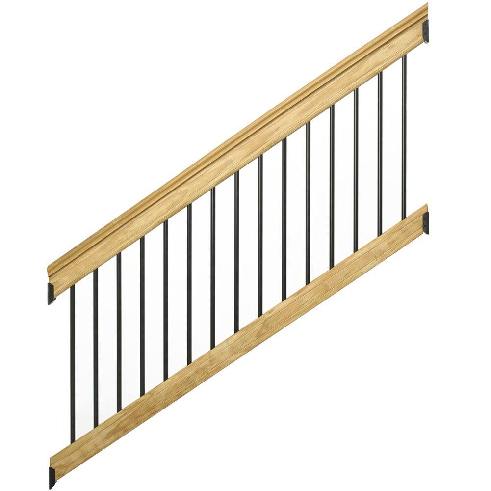 6 ft. Pressure Treated Stair Railing Kit with Black Aluminum Balusters