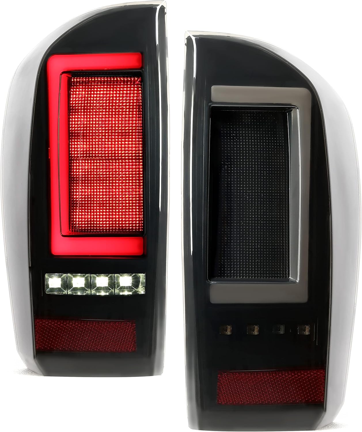 Kojem LED Tail Light Taillight Compatible with 2016-2021 Toyota Tacoma Brake Lamp Black Housing Smoke Lens Pair