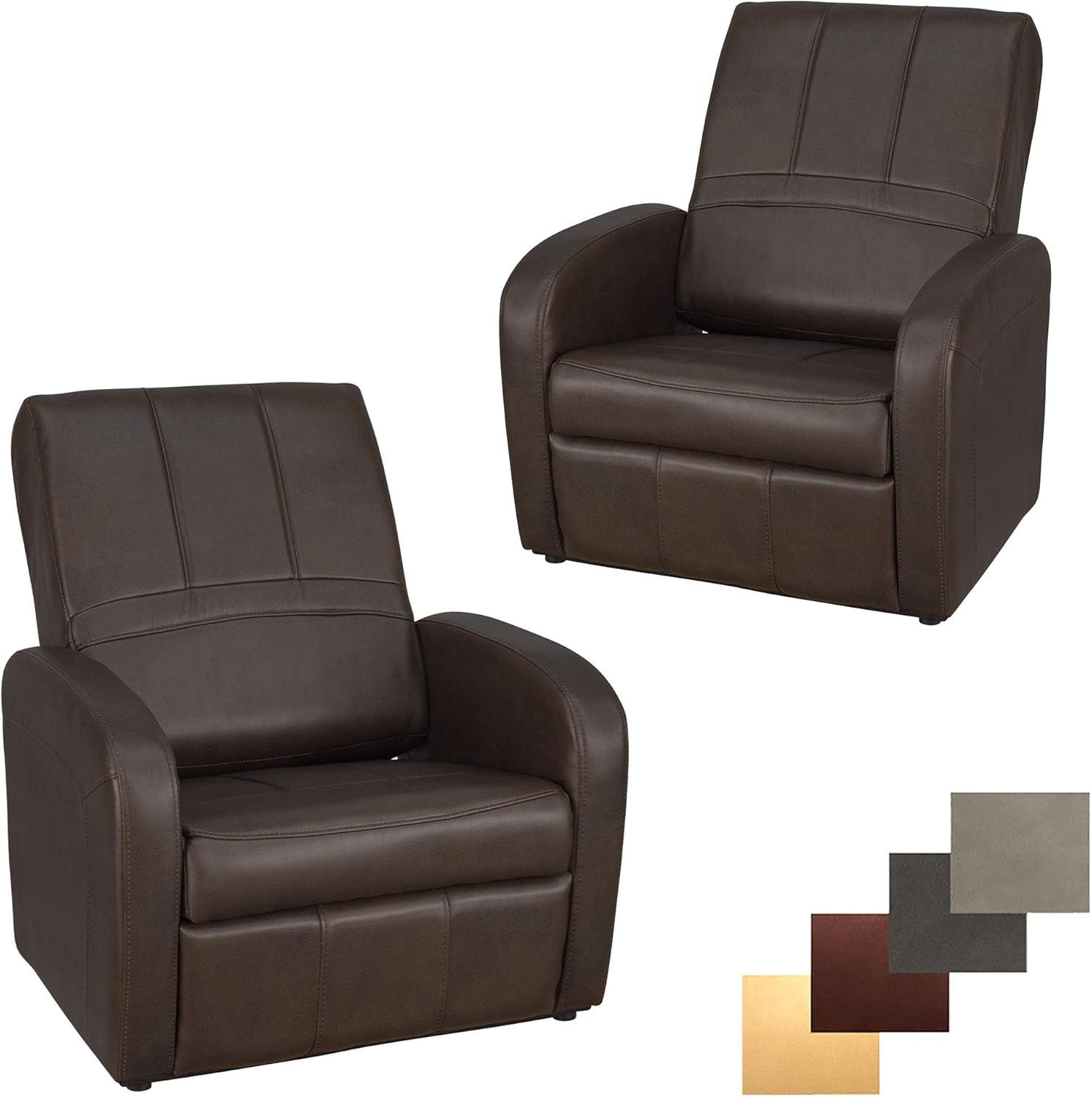 RecPro Charles RV Gaming Chair Ottoman Conversion | Built-in Storage | RV Furniture | Great for Teens | Toffee | 2 Pack