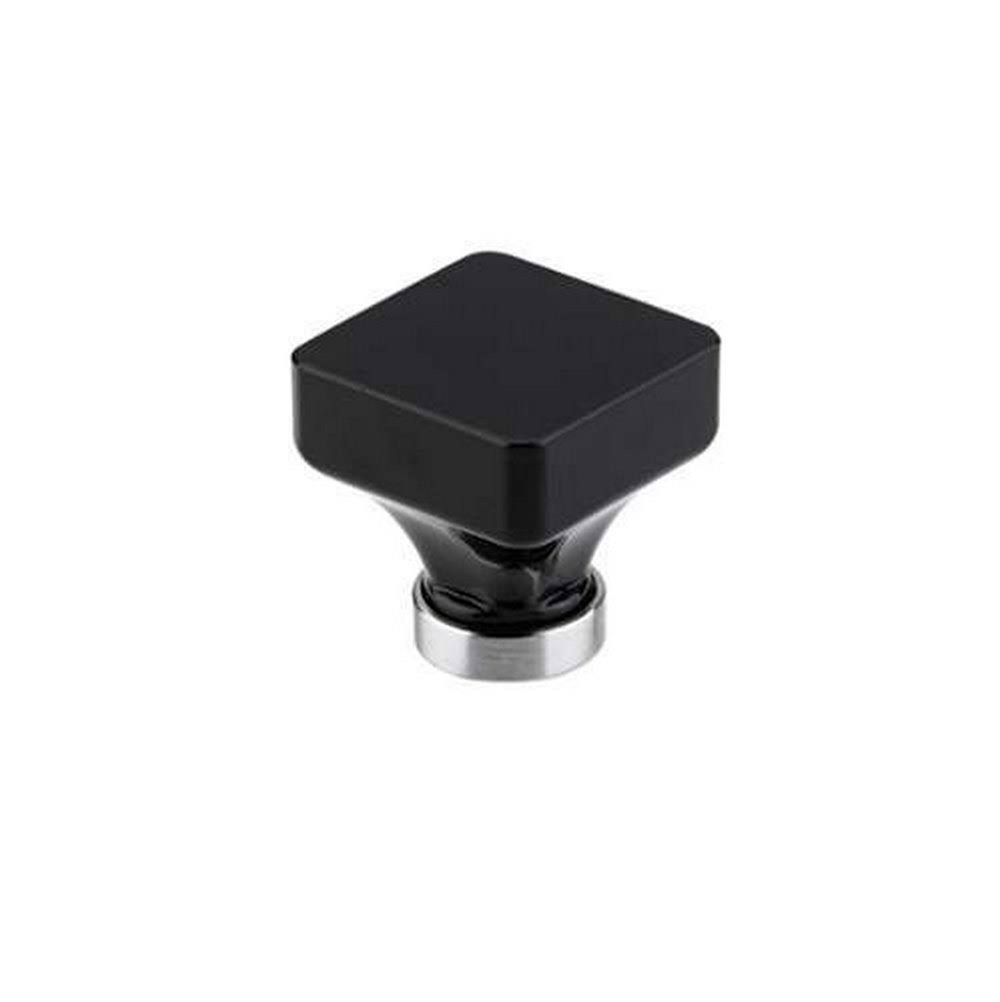 Emtek 86559 Lido Series 1-5/8 inch Long Black Crystal Square Cabinet Knob, Polished Chrome