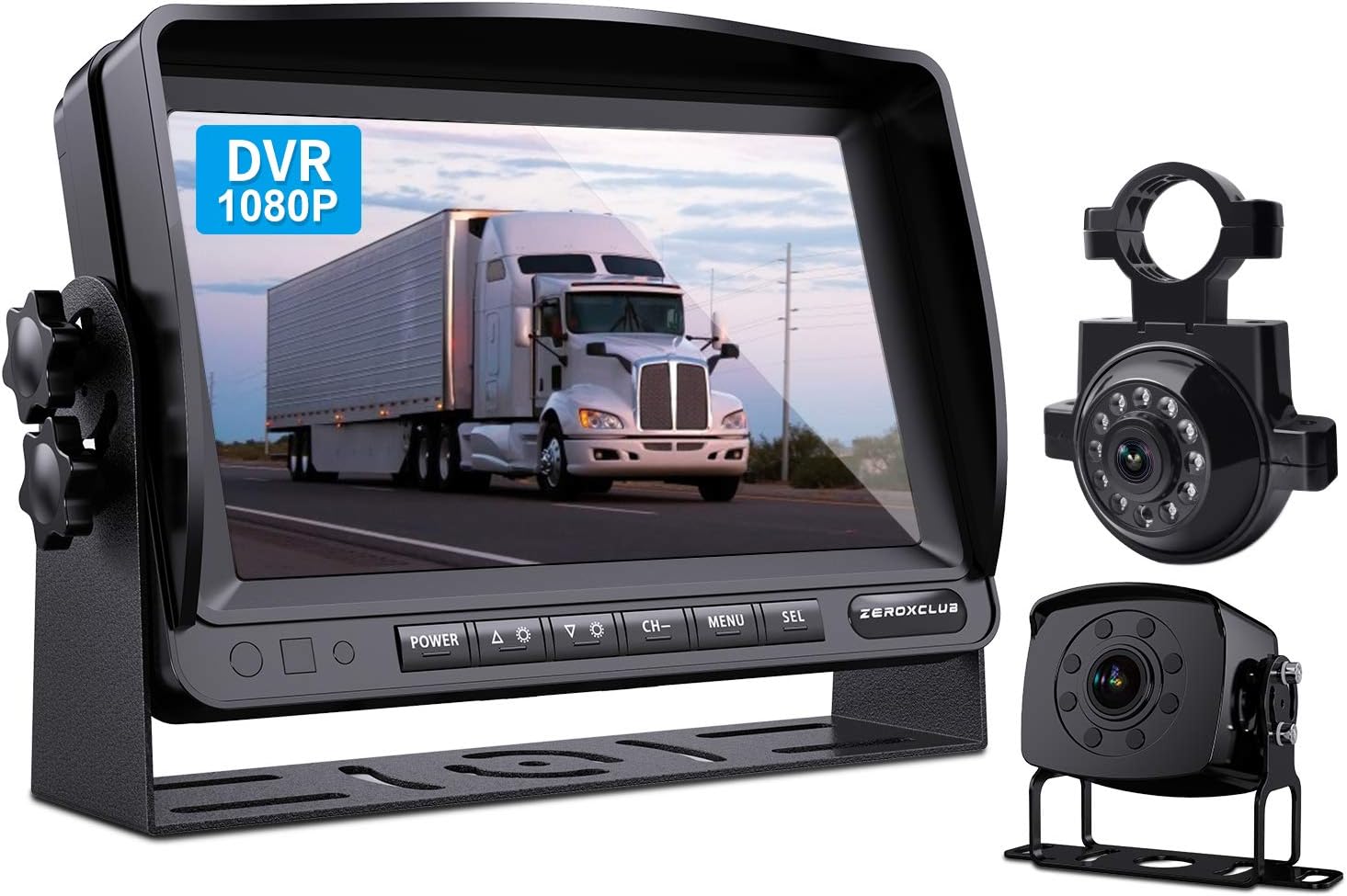 ZEROXCLUB Wired Backup Camera System,1080P Rear View Front View Camera + 7