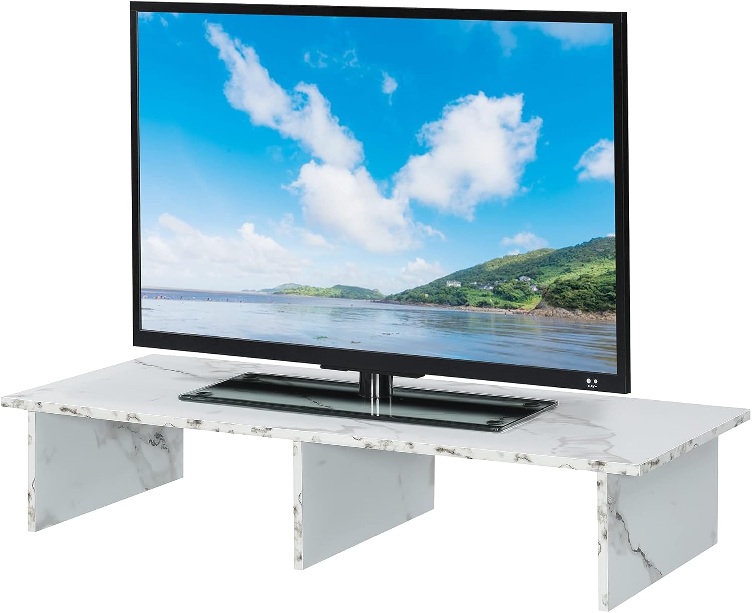 Convenience Concepts Design2Go Large TV/Monitor Riser, White Faux Marble Pack of 2