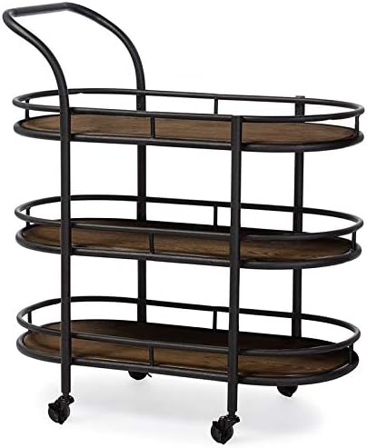 Pemberly Row Bar Cart in Brown and Antique Black