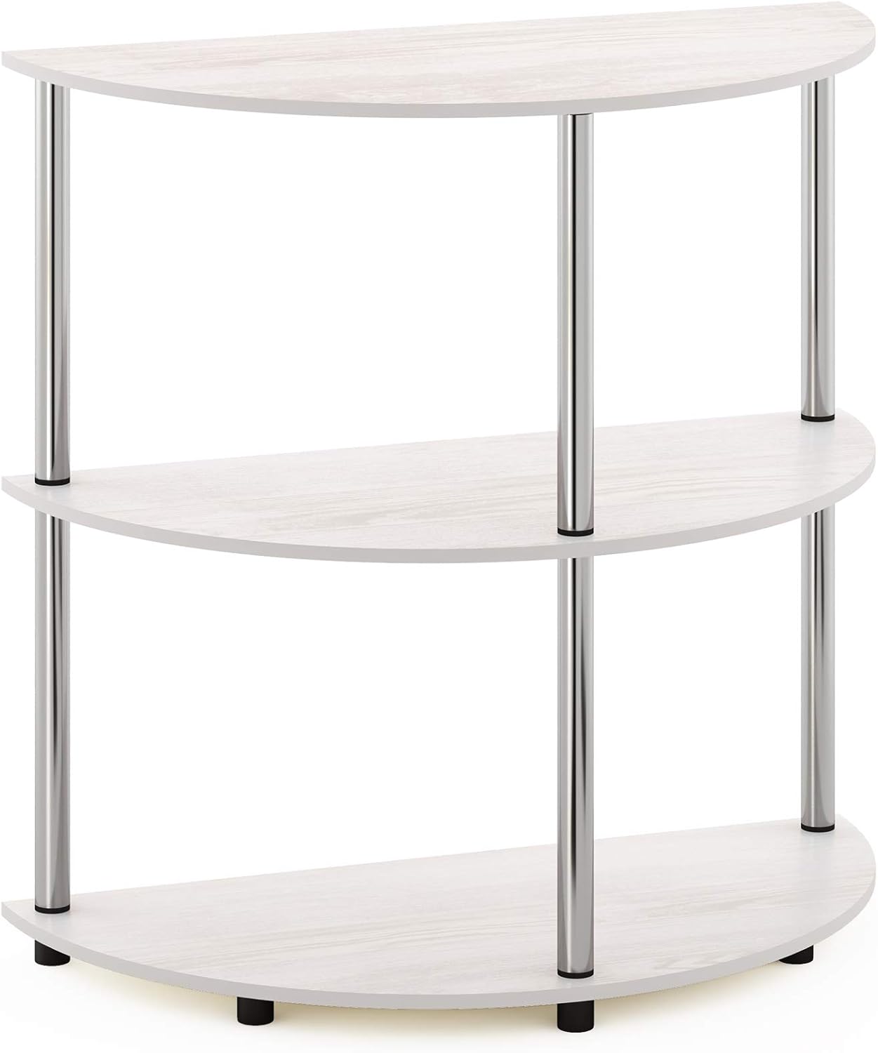 FURINNO Frans Turn-N Half Round Console Table with Stainless Steel Tubes, White Oak Pack of 2