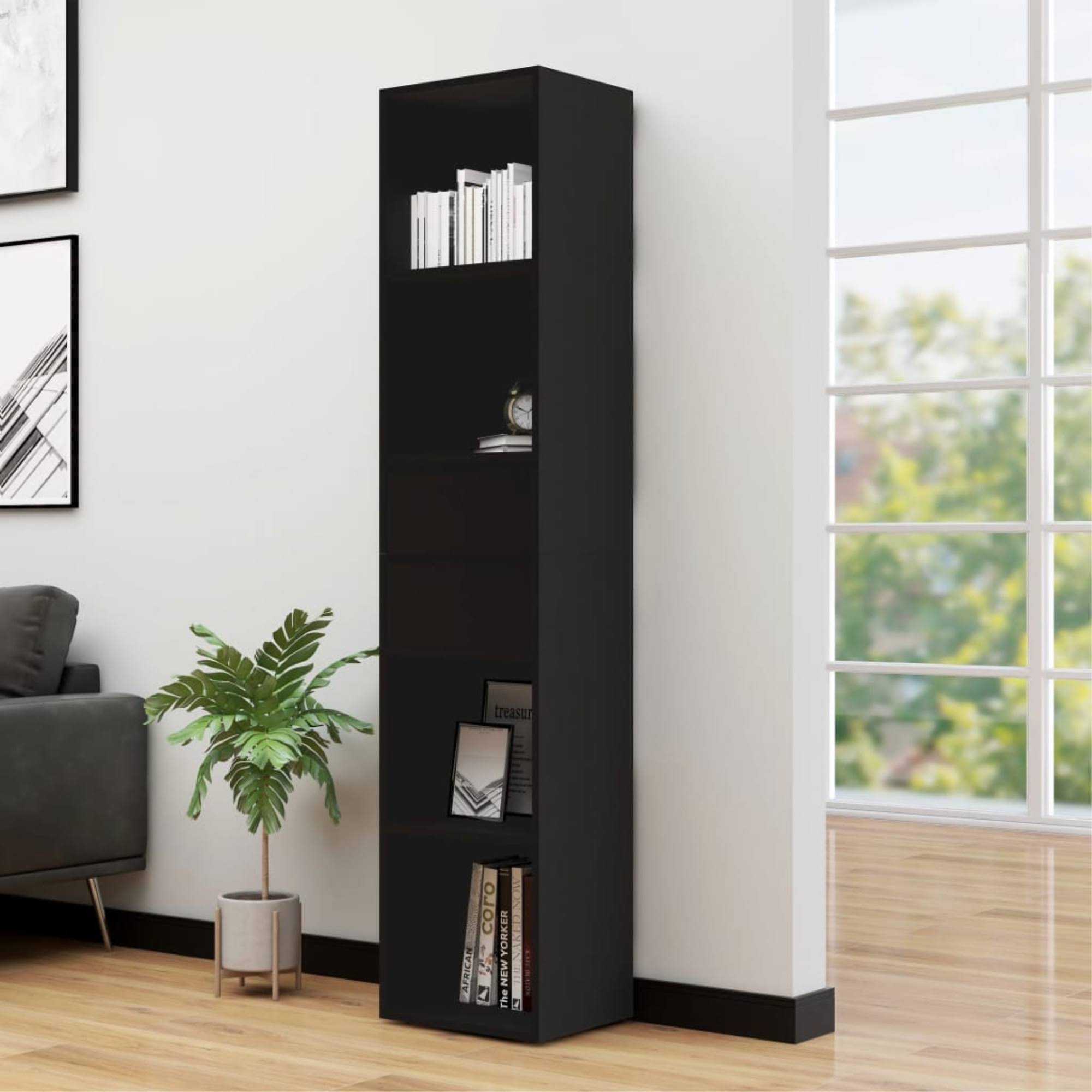 vidaXL Book Cabinet Black 14.2x22x11.8x22x67.3x22 Chipboard