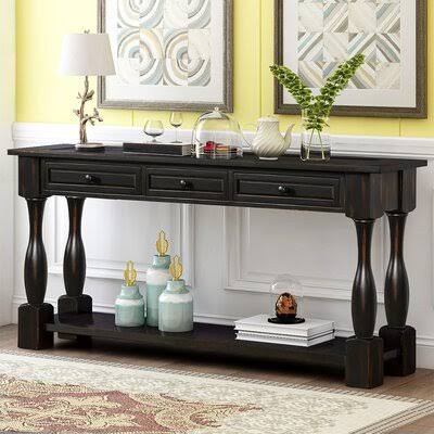Aquilar 64.2x22 Console Table Rosalind Wheeler Color: Black