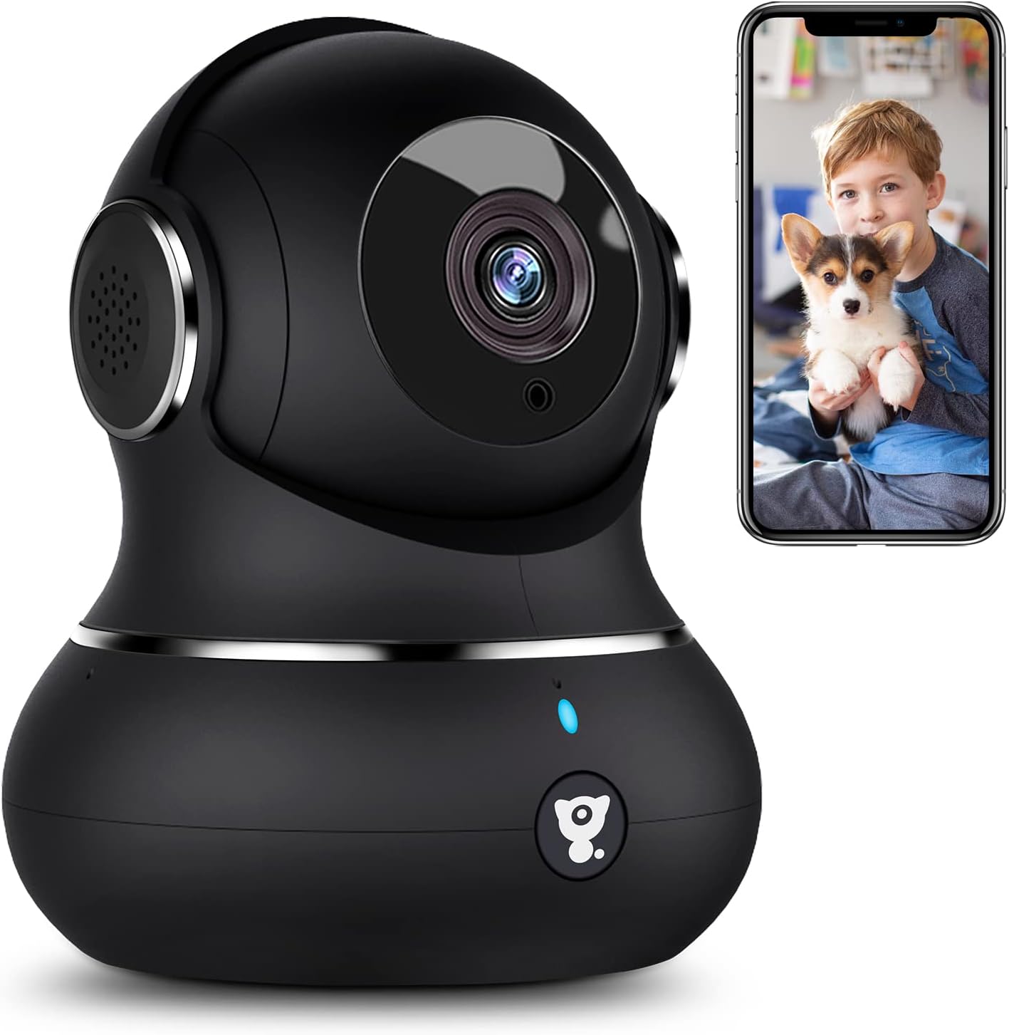 Little life Little elf Indoor Security Camera , 1080P Home WiFi Camera for Pet/Baby/Elder with Motion Detection, Night Vision, 2-Way Audio, 360 Degree Wireless IP Camera Work with Alexa, Black