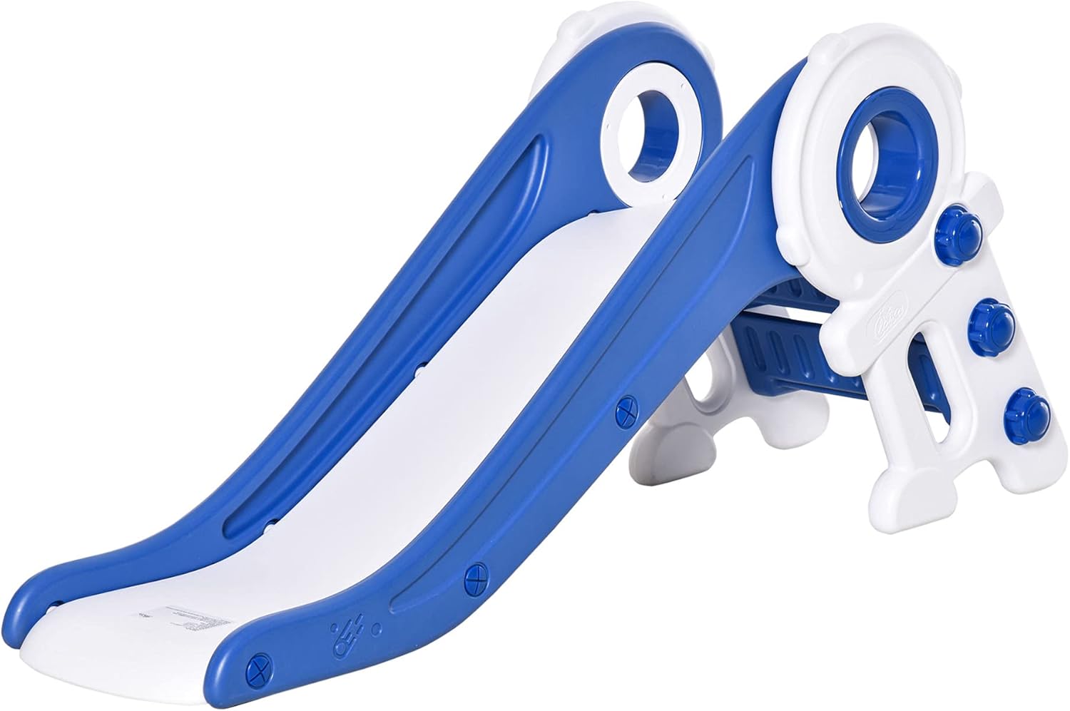 Qaba Folding Kids Slide Freestanding Slider for Toddler Climber Indoor Outdoor Playset Exercise Toy Activity Center for 1-3 Years, Cartoon Astronaut Shaped Blue