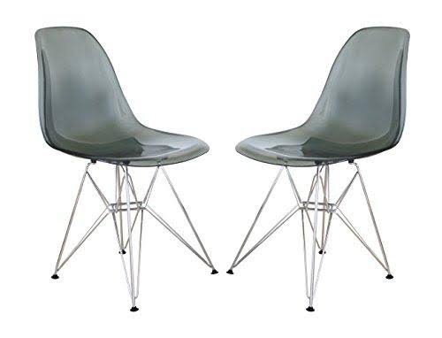 LeisureMod Cresco Molded Eiffel Side Chair Glossy Black Set of 2