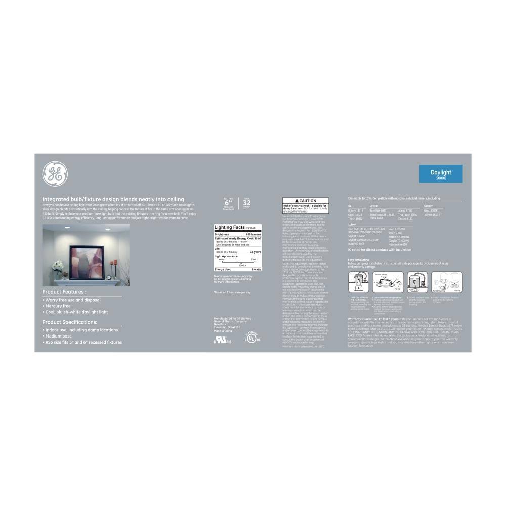 GE Classic 5-in or 6-in 65-Watt Equivalent White Round Dimmable Recessed Downlight (24-Pack) | 47676