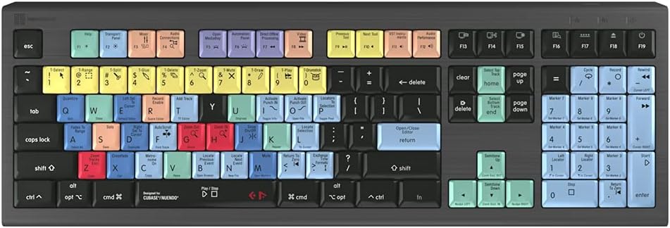 Logickeyboard Designed for Steinberg Cubase 11 & Nuendo 9 Compatible with macOS - Astra 2 Backlit Keyboard # LKB-CBASE-A2M-US
