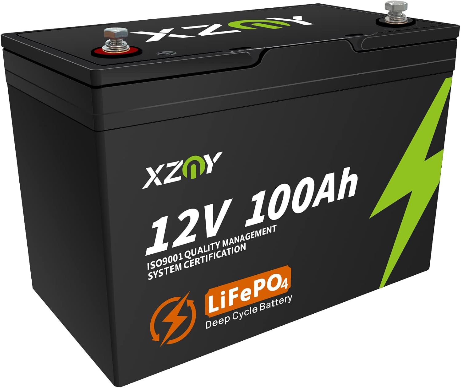 XZNY 12V 100Ah Deep Cycle LiFePO4 Battery, 5000+ Cycles 12V Rechargeable Lithium Battery Built-in 120A BMS, 12V LiFePO4 Battery for Solar Home, RV, Camping, Fish Finder, Boat, Backup Power, Marine