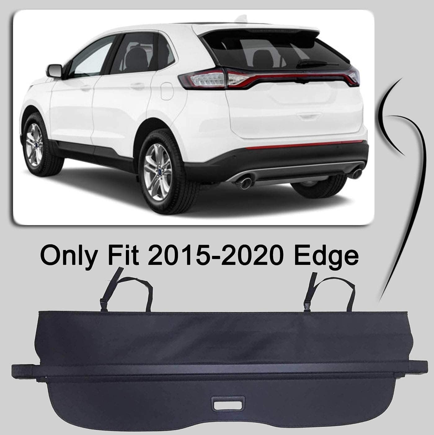 kaungka Cargo Cover Retractable for 2015-2022 Ford Edge Black (There is no Gap Between The Back Seats and The Cover)