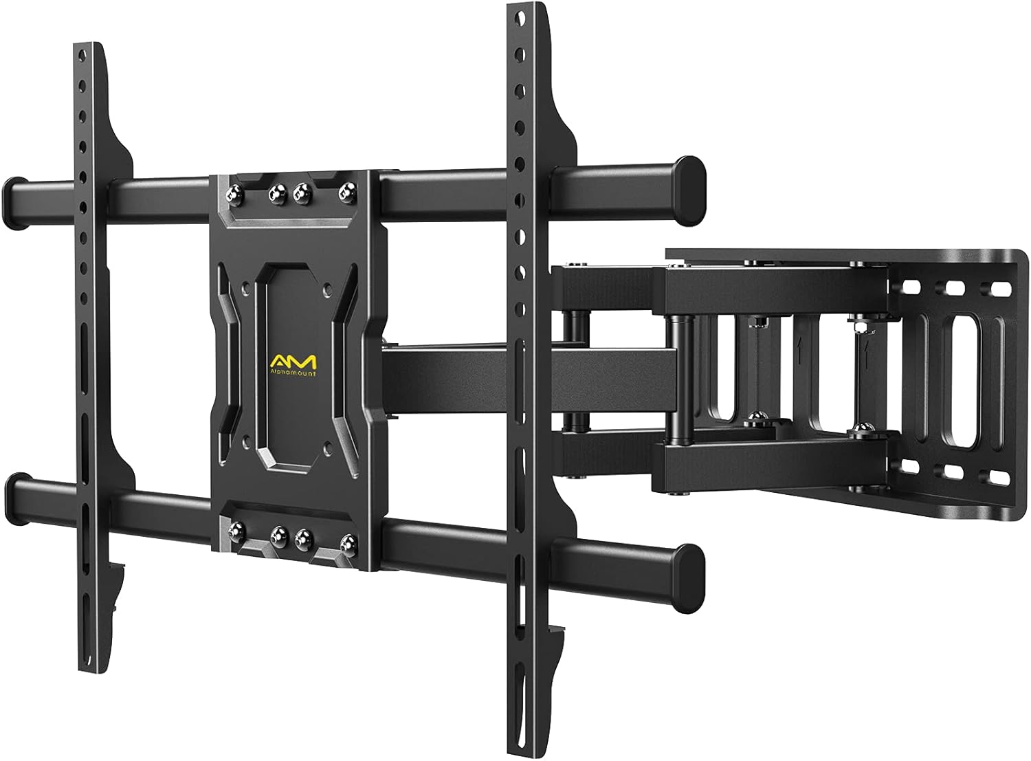 AM alphamount Full Motion TV Wall Mount Bracket for 37-75 inch TVs- Dual Articulating Arms Swivel Extend Tilt- Max VESA 600x400mm, Fits 12