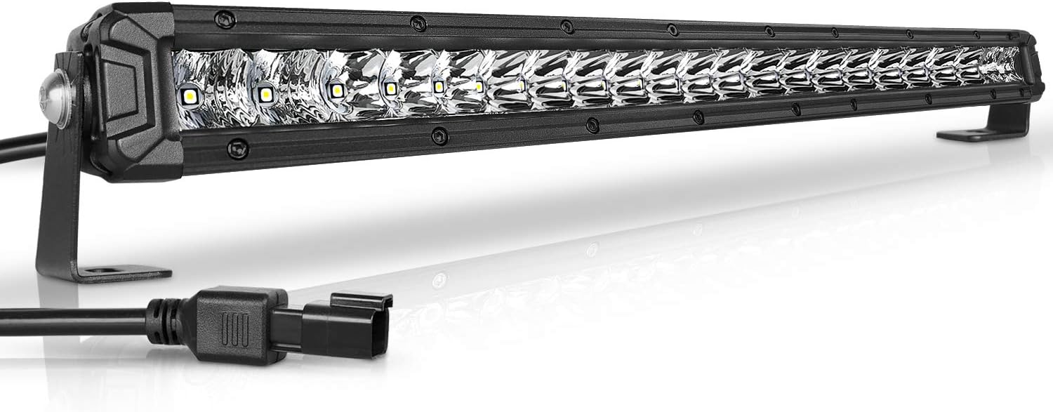AutoFeel 20 Inch LED Light Bar 12000LM Flood & Spot Beam Combo Single Row LED Off Road Light Driving Light for Truck ATV SUV Boat Pack of 2
