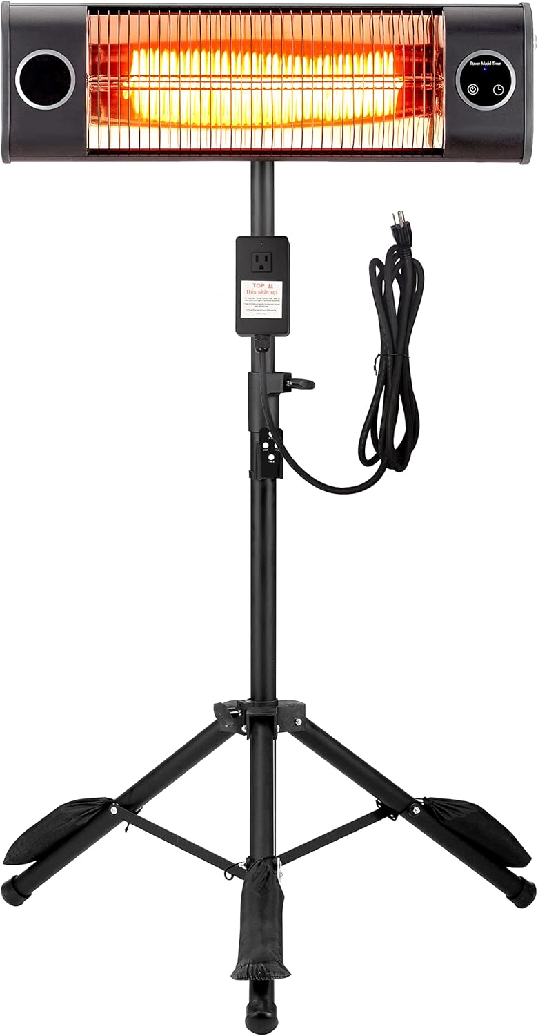 Uthfy 150R Patio Heater,with Electric Infrared Technology and Carbon Fiber Tube,Wall Mounted,Remote Control and Overheating Protection for Outdoor/Indoor Use,1500W/700W,24 inches,black