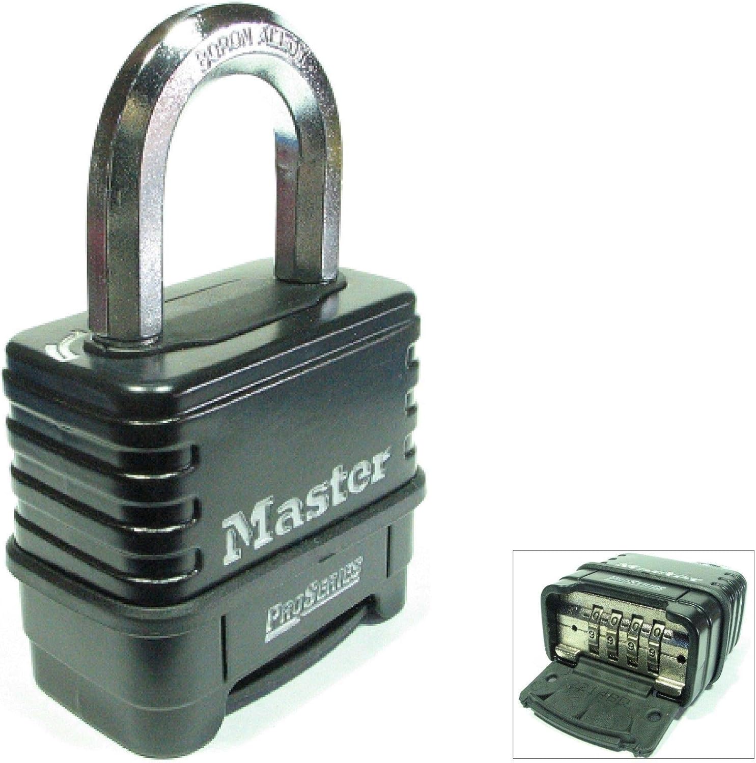 MasterLock 1178D Combination Padlock, Die Cast Body, 3 Pack Black/Silver (Keyed Different) Pack of 2