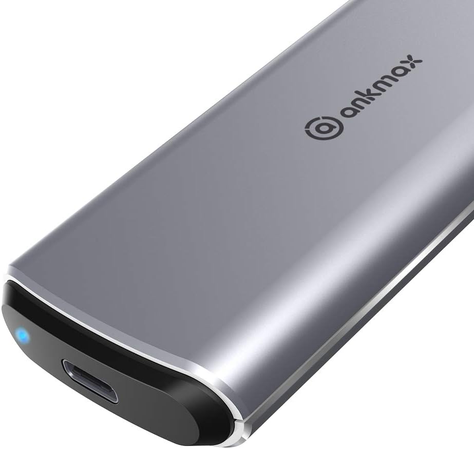 M.2 NVMe SATA SSD Enclosure Adapter, USB C 3.1 Gen 2 10Gbps NVMe PCIe/SATA (NGFF) M-Key(B+M Key), ANKMAX UC31M2 Support UASP Trim for SSD, Tool-Free Aluminum Solid State Drive External Enclosure Pack of 2