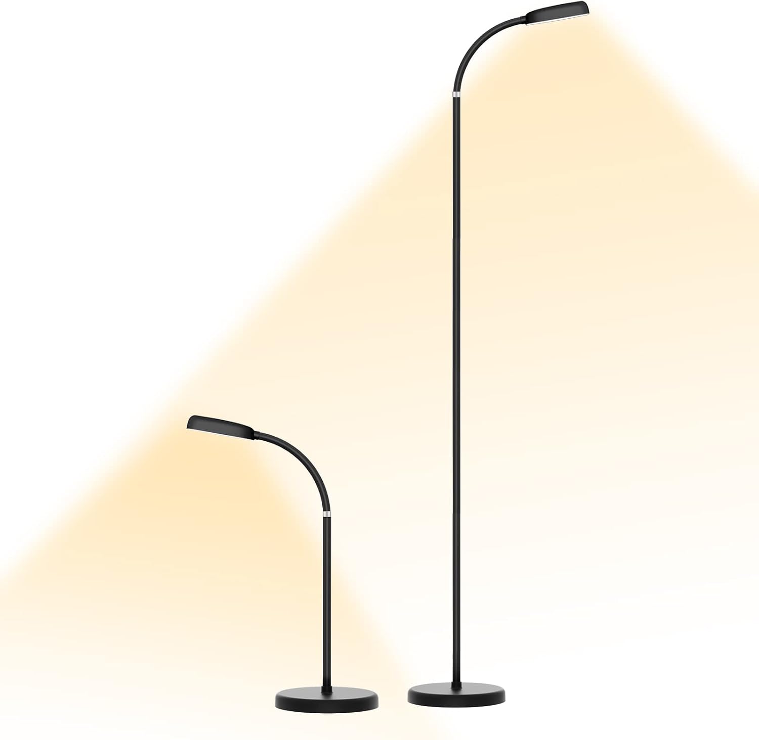 IPARTS EXPERT Smart Floor Lamp, Rechargeable Type-C Flexible Cordless Lamp Touch Control LED 2in1 Reading Standing Light, F Gooseneck ,3 Colors & 5 Brightness Levels Stepless Dimmable Floor Lamps for Living Room Bedroom Office (Black)