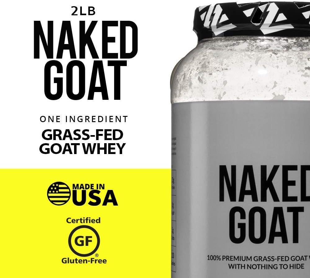 Naked Goat - 100% Pasture Fed Goat Whey Protein Powder from Small-Herd Wisconsin Dairies, 2lb Bulk, GMO Free, Soy Free. Easy to Digest - All Natural - 23 Grams of Protein - 30 Servings Pack of 2