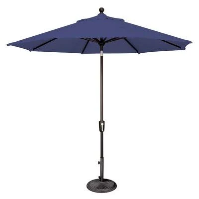 Launceston 9& Market Umbrella Sol 72 Outdoor Fabric Color: Solefin / Blue Sky, Frame Color: Black