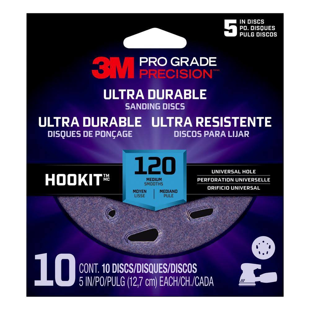 3M Pro Grade Precision Ultra Durable Universal Hole Sanding Disc, DUH5120TRI-10T, 5 in x Uh, 120, 10 Pack