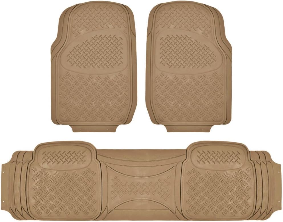 BDK MaxDuty Rubber Floor Mat for Car, SUV,Van & Truck - Super Heavy Duty Rubber , Trim to Fit & 3 Piece (Black)