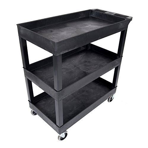 Luxor EC111-B Tub Storage Cart 3 Shelves - Black,32