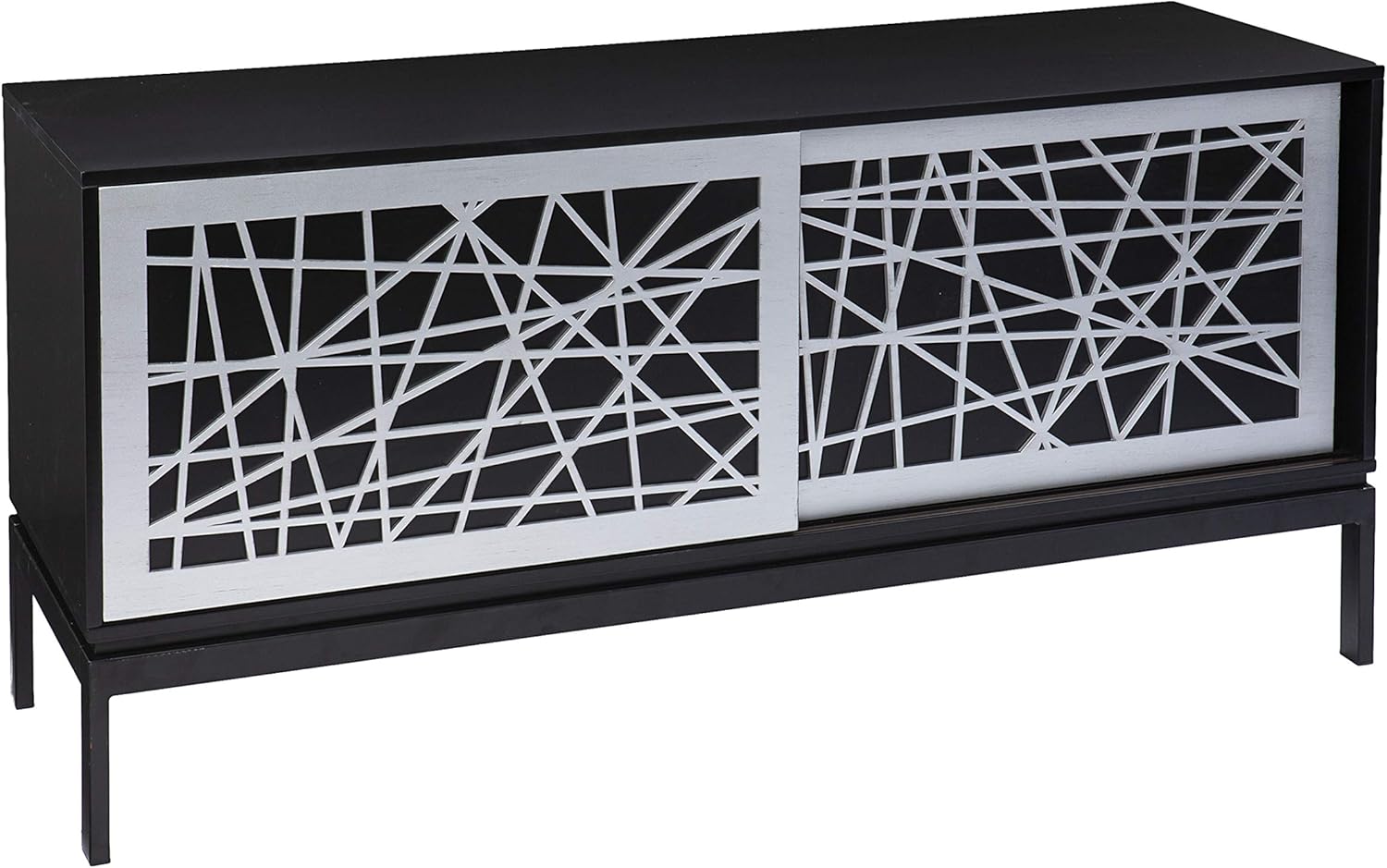 SEI Furniture Arminta Contemporary Media Cabinet, Black/Silver